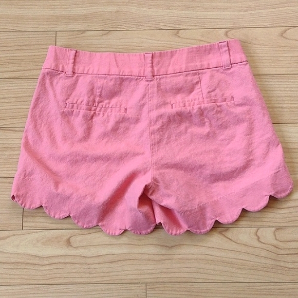 J. by J. Crew Pink Scalloped Hem Linen Cotton Blend Shorts Size 00 - Picture 2 of 11